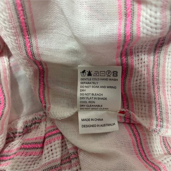 Zimmermann Size 1  Valour Stripe Blouse $480 Pink Pom Pom Tassel - Picture 9 of 9